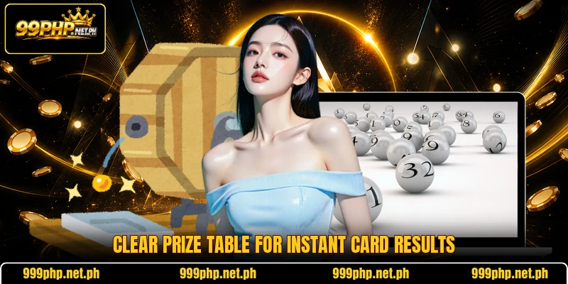 Clear prize table for instant card results