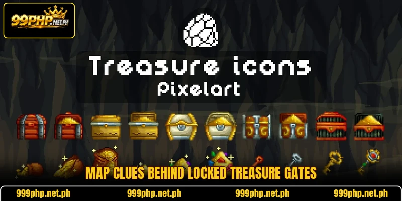 Map clues behind locked treasure gates
